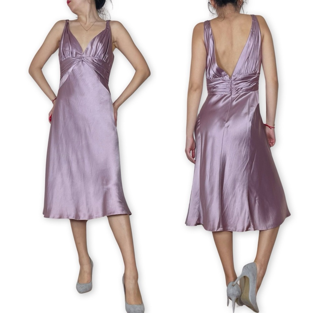 Carmen Marc Valvo Collection Mauve Silky Cocktail Dress Size 10